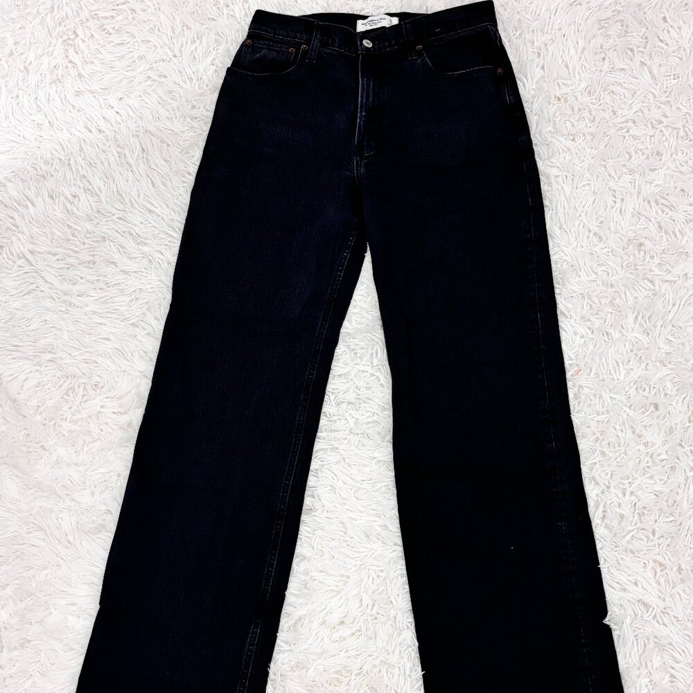 Abercrombie & Fitch 90s Relaxed High Rise Jeans 27 Black Wide Leg